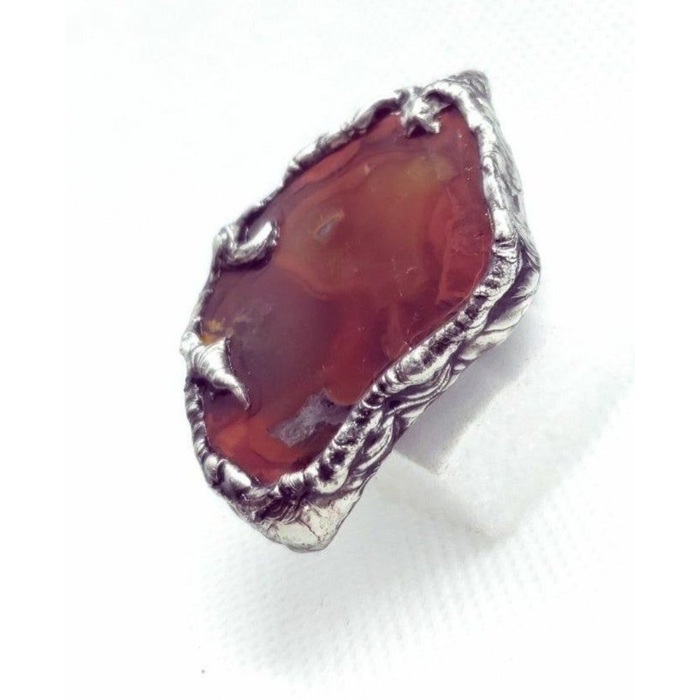 Red Agate Statement Ring - image 4